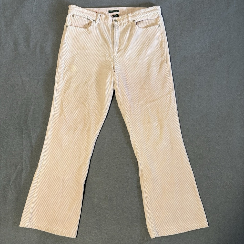 Ralph Lauren Corduroy Pants Women's 14 Light Pink Classic‎ Bootcut Wide Wale